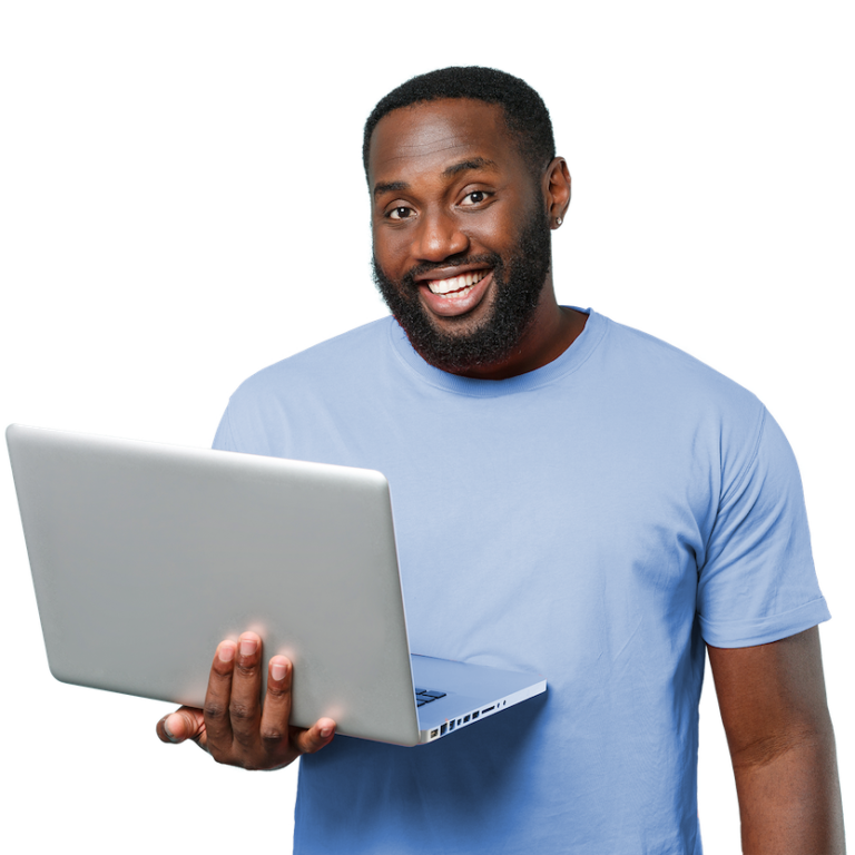 Clipping: man with PC