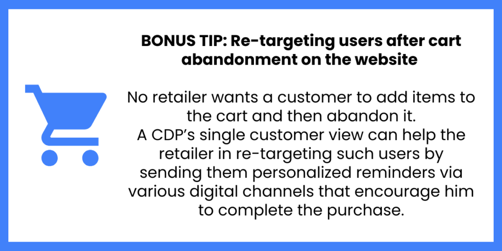 CDP and retargeting abandoned cart e-commerce