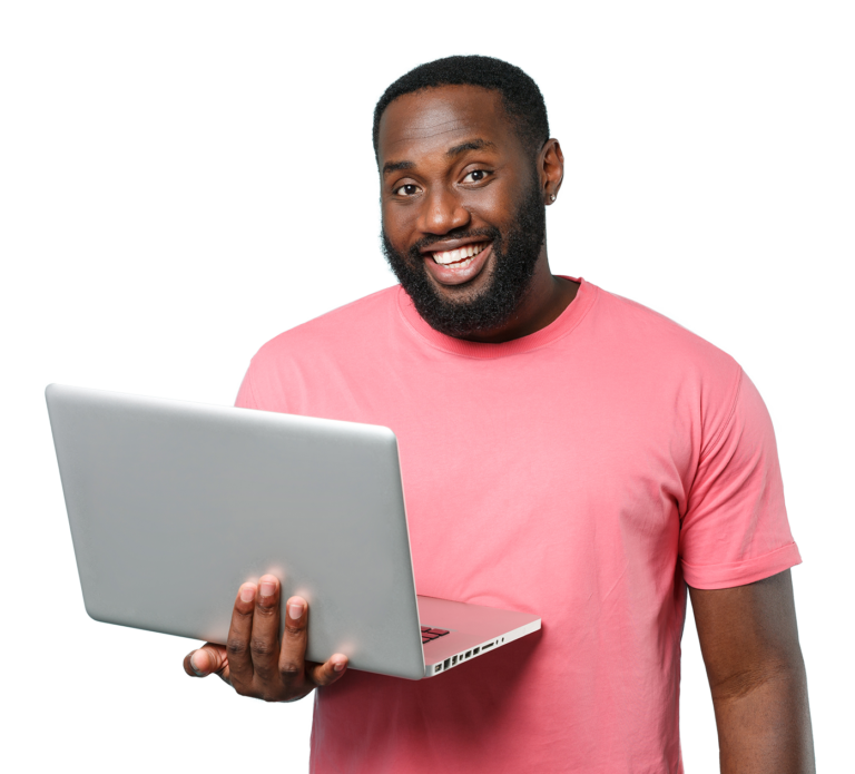 Clipping: man with PC