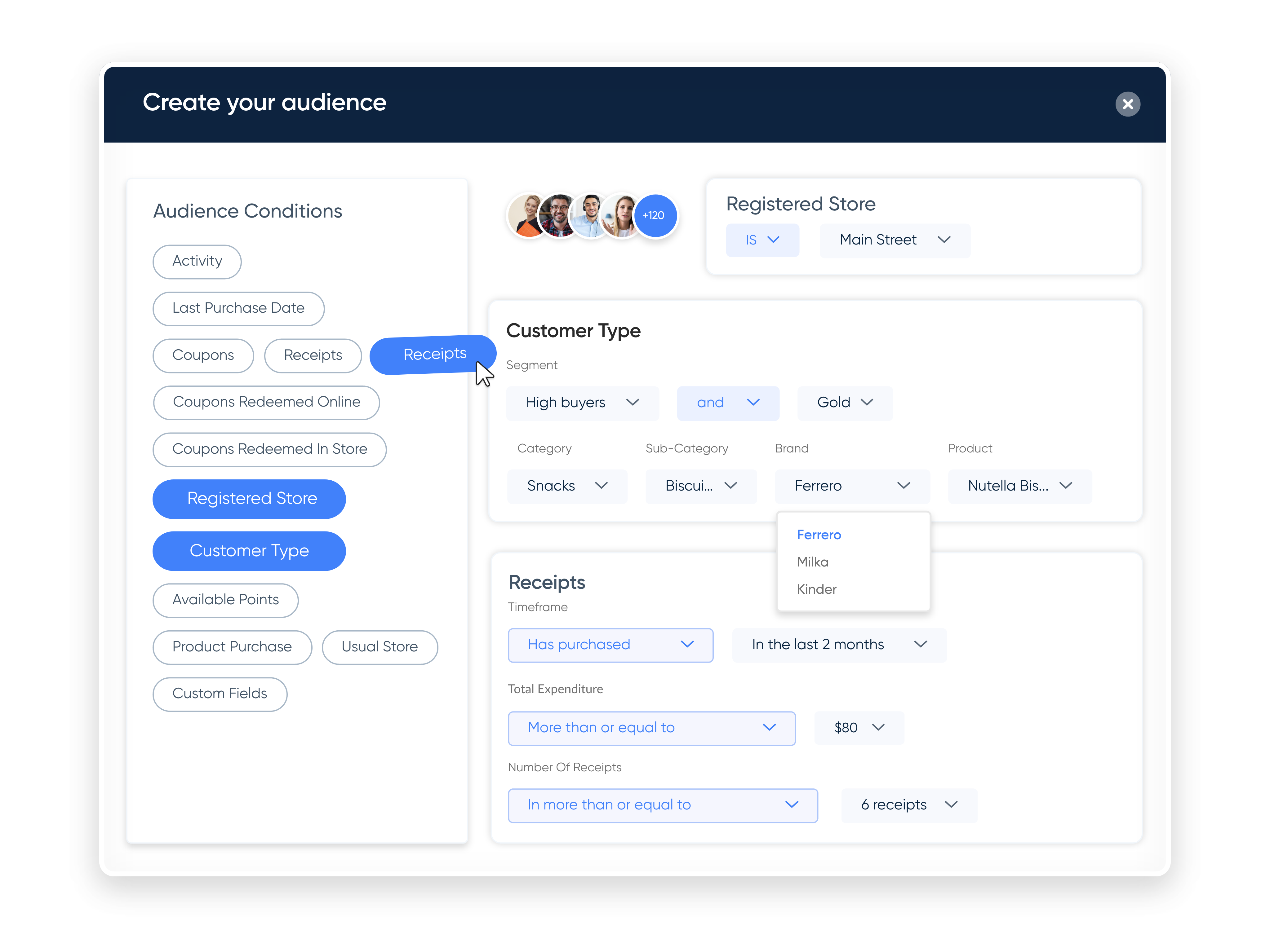 audience creation drag and drop builder retail