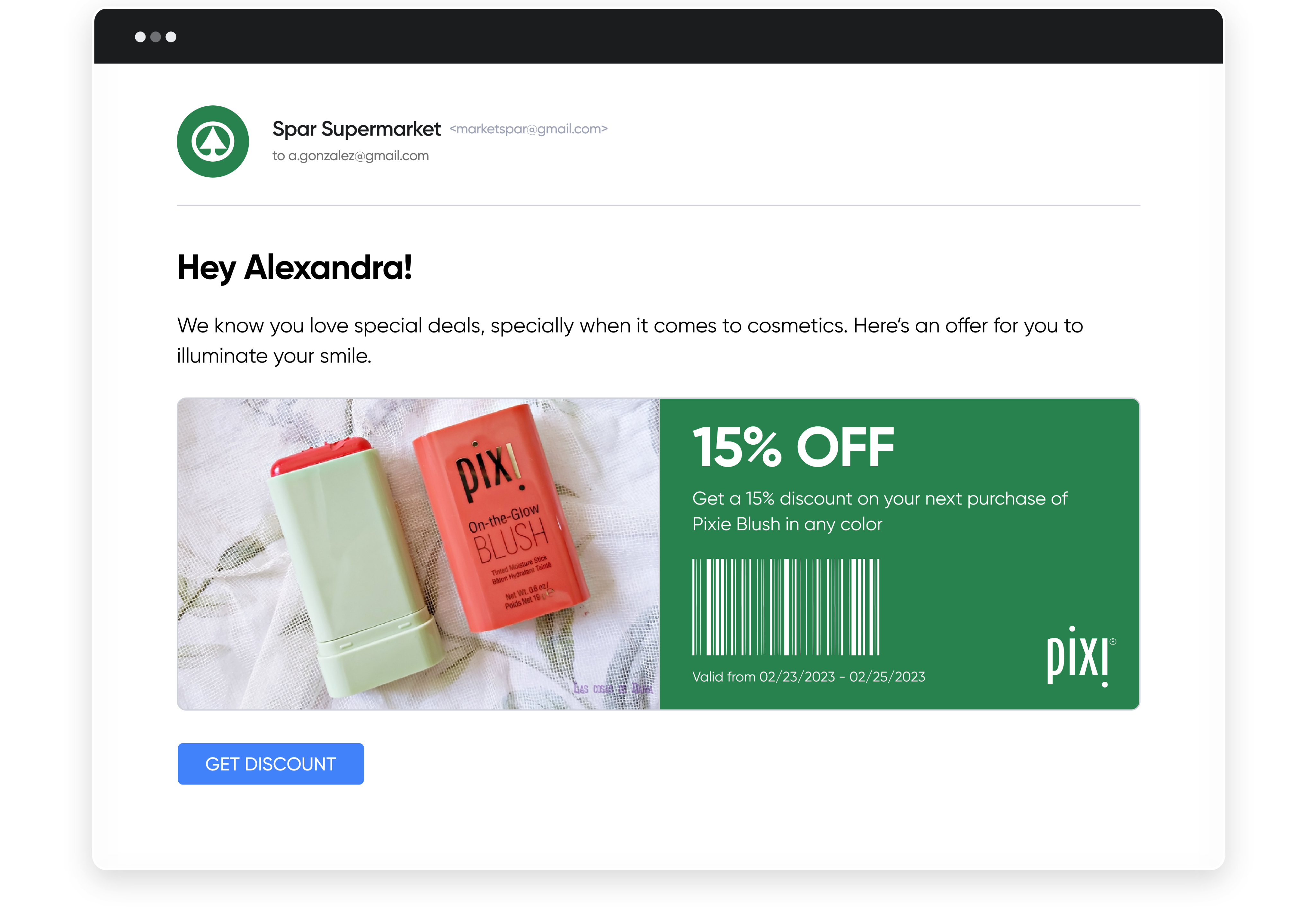 Email retail coupons